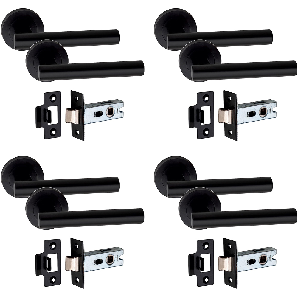 Golden Grace Straight T-Bar Door Handle Pair with Tubular Latch 4 Pack Image 1