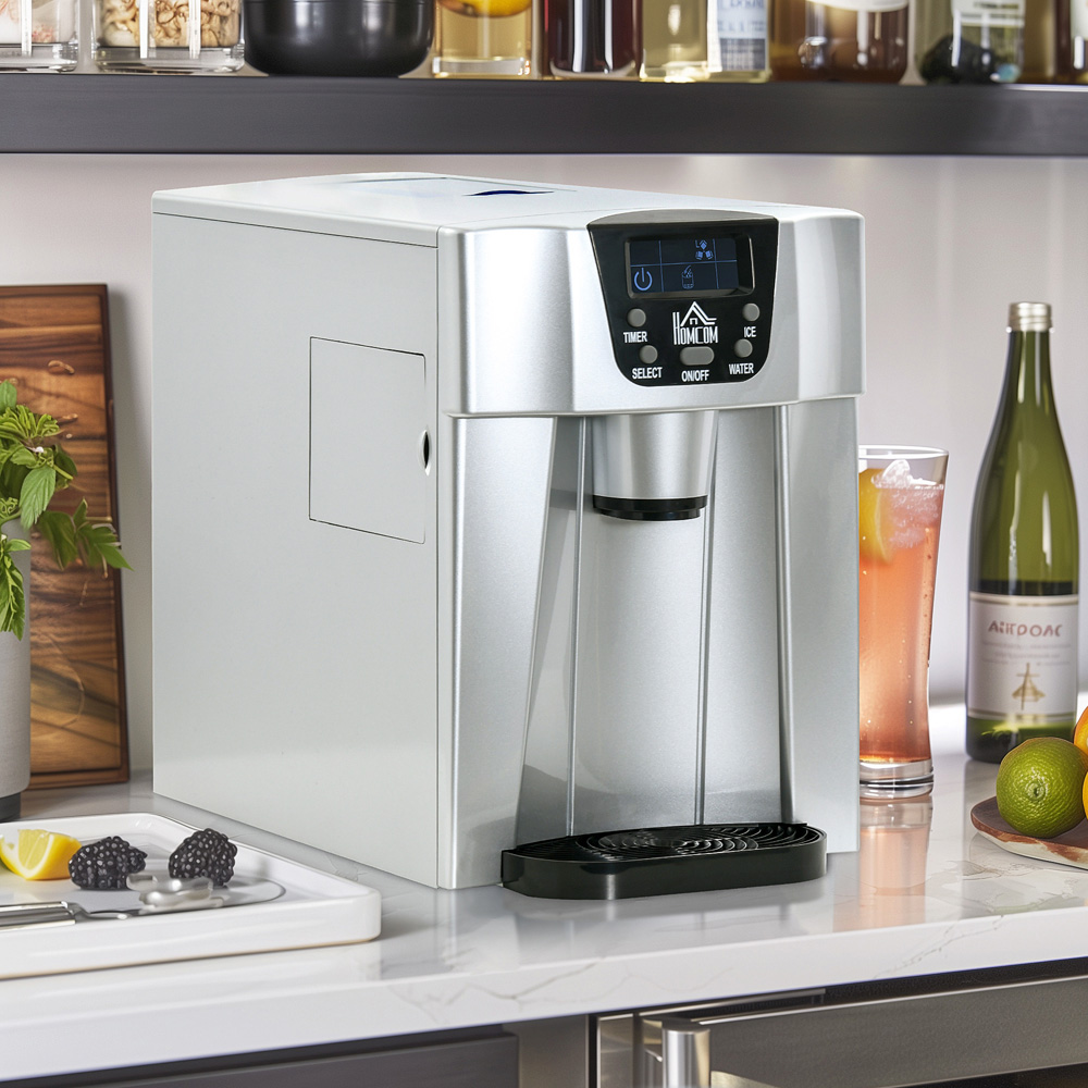 HOMCOM 800-141 Silver Ice Maker Machine and Water Dispenser 3L Image 2