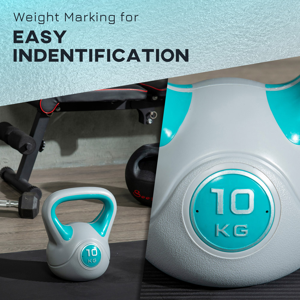 SPORTNOW Light Blue and Grey Kettlebell with Handle 10kg Image 7