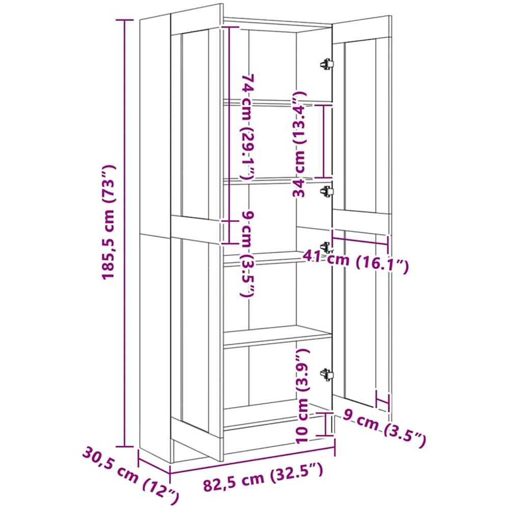 vidaXL 2 Door Smoked Oak Bookcase Image 8
