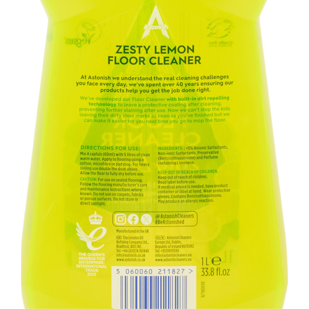 Astonish Zesty Lemon Floor Cleaner 1L Image 3