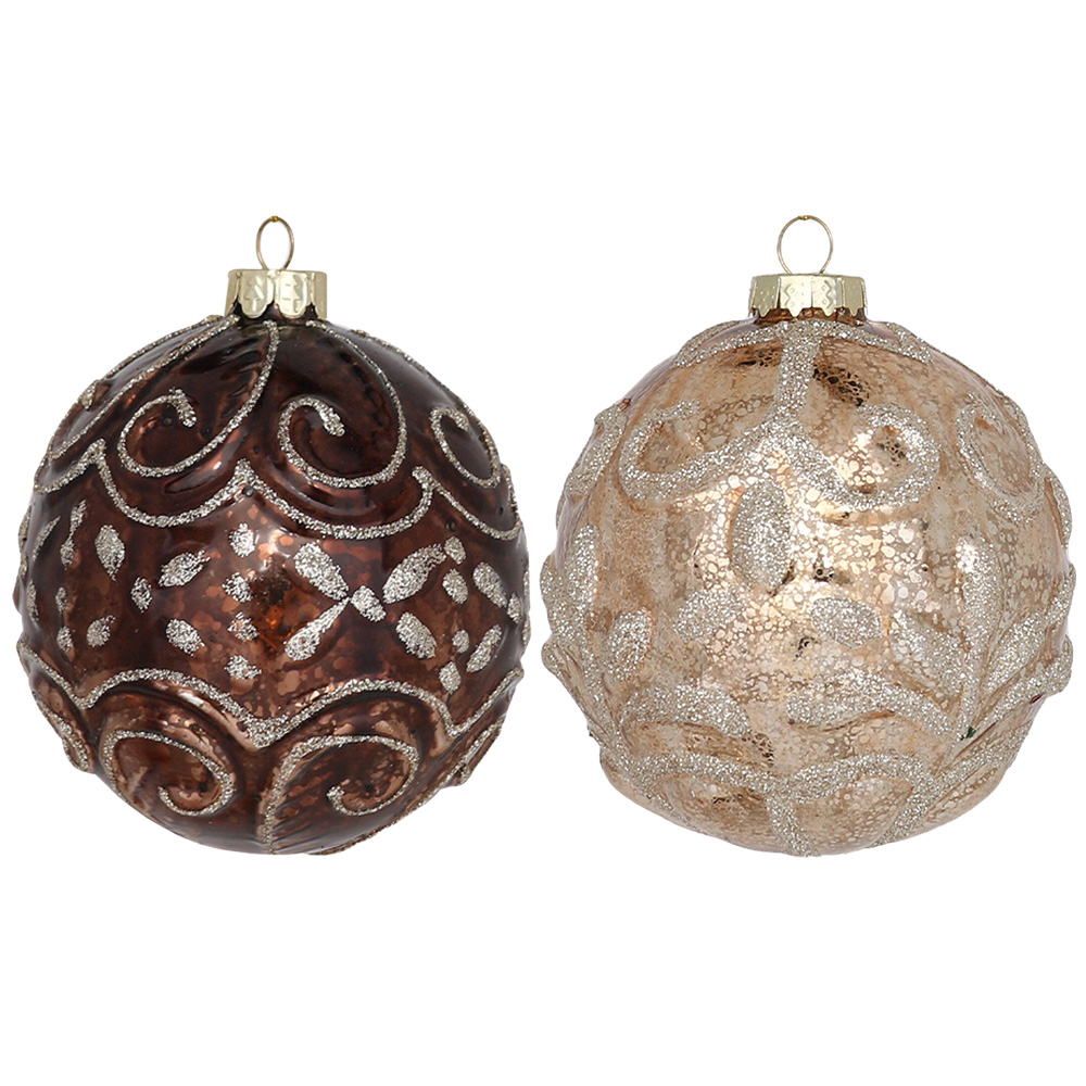 Single Decadent Bronze Copper or Chocolate Bauble in Assorted styles Image 1
