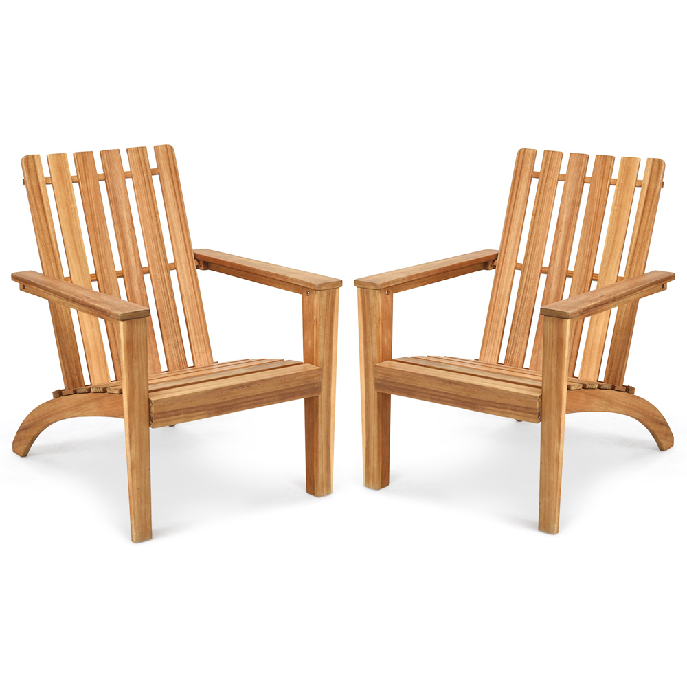 Costway Natural Acacia Wood Adirondack Garden Chair Image 3