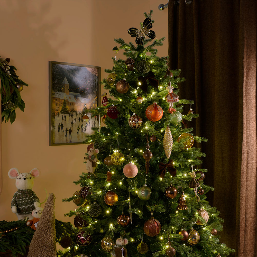 7ft Pre-Lit Cliveden Artificial Fir Christmas Tree Green Image 3