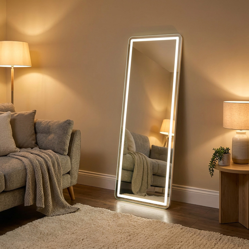 LED Wood Full Length Standing Mirror Image 2
