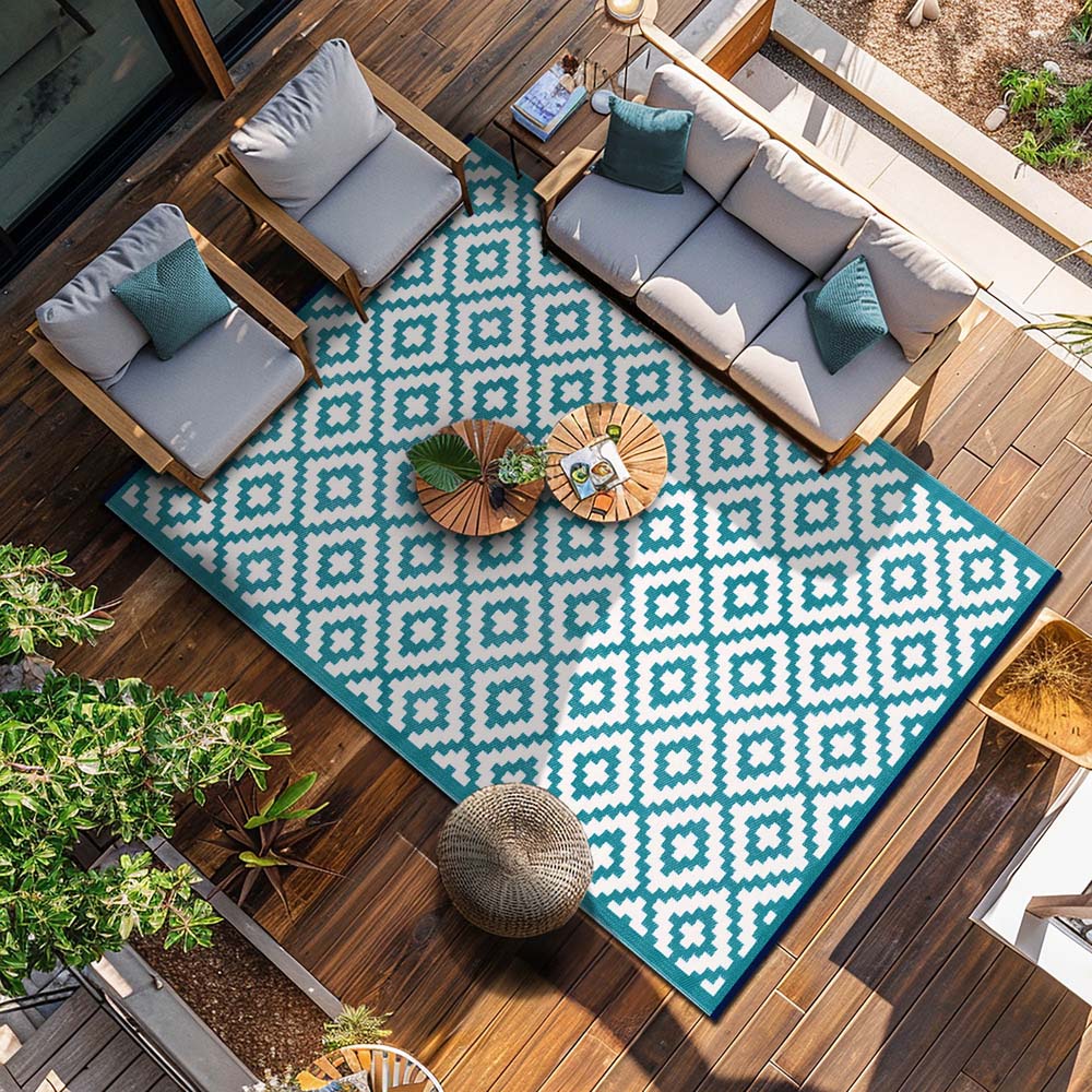 Green Decore Nirvana Teal Blue and White Outdoor Rug 120 x 180cm Image 2