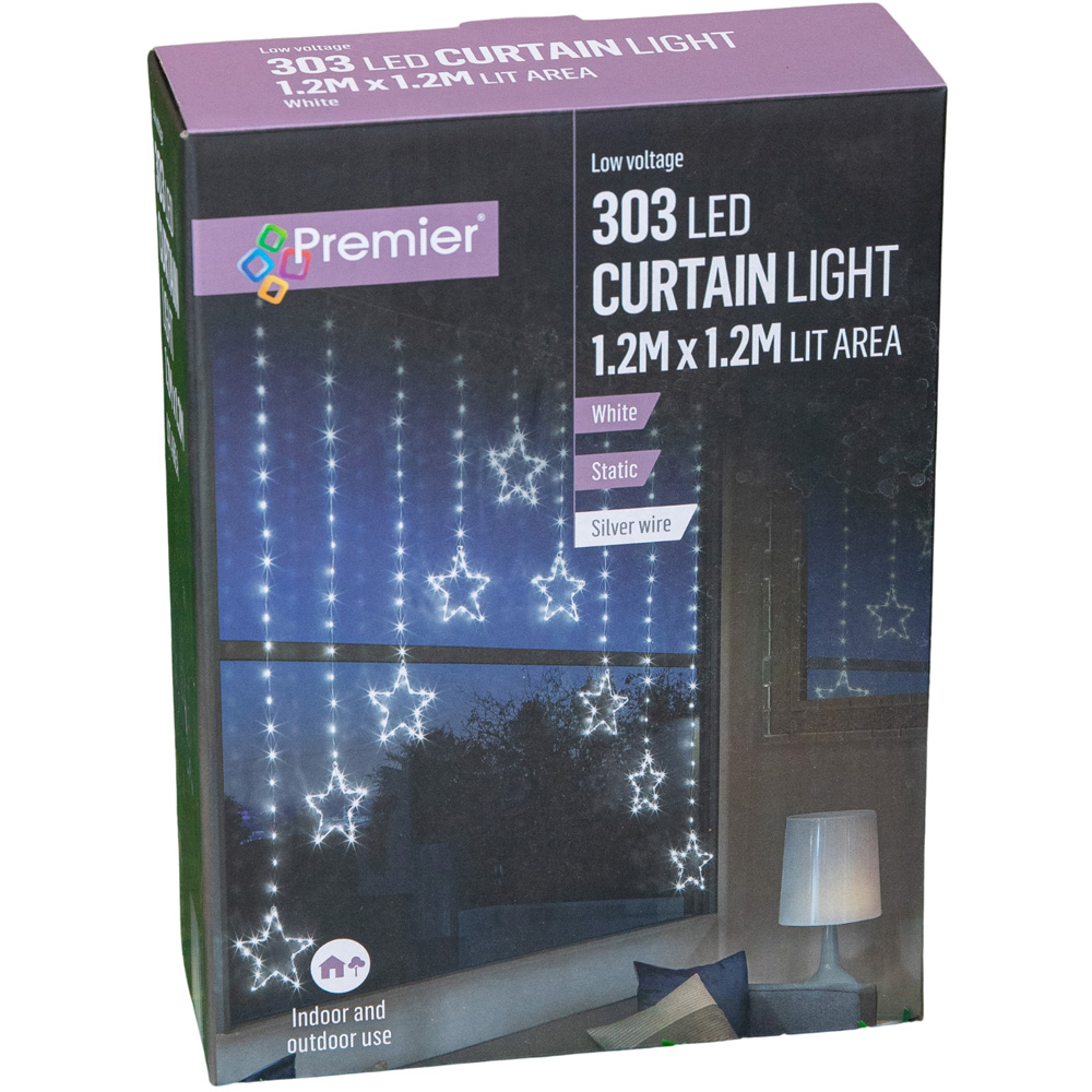 Samuel Alexander 303 White LED Star Pin Wire Christmas Curtain Lights 1.2 x 1.2m Image 8