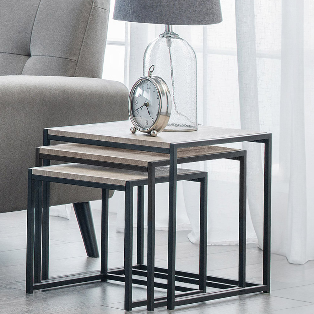 Julian Bowen Tribeca Sonoma Oak Nesting Tables Set of 3 Wilko