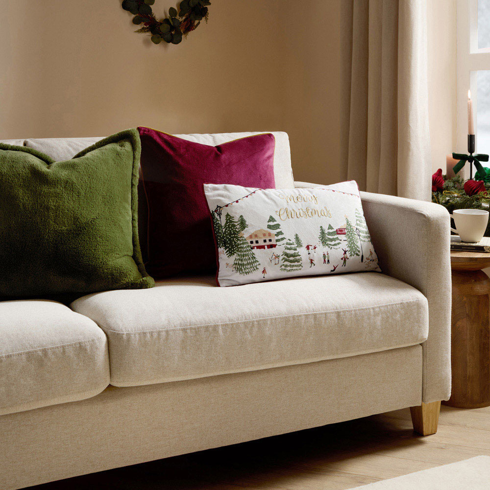 Furn Joy To All Embroidered Snow Velvet Reversible Cushion 30 x 50cm Image 6