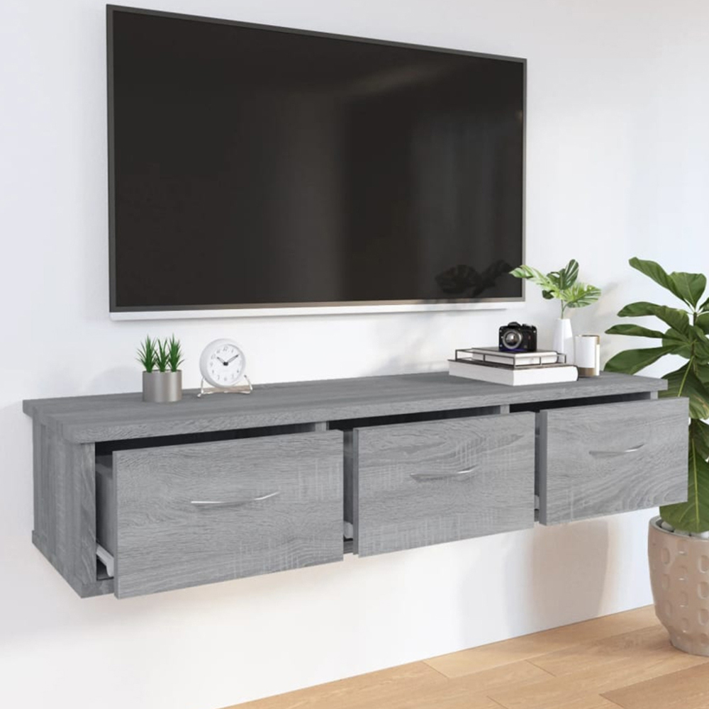 vidaXL 3 Drawer Grey Sonoma Wall Cabinet Image 1