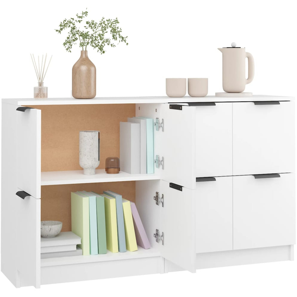 vidaXL 4 Door White Sideboard Set of 2 Image 6