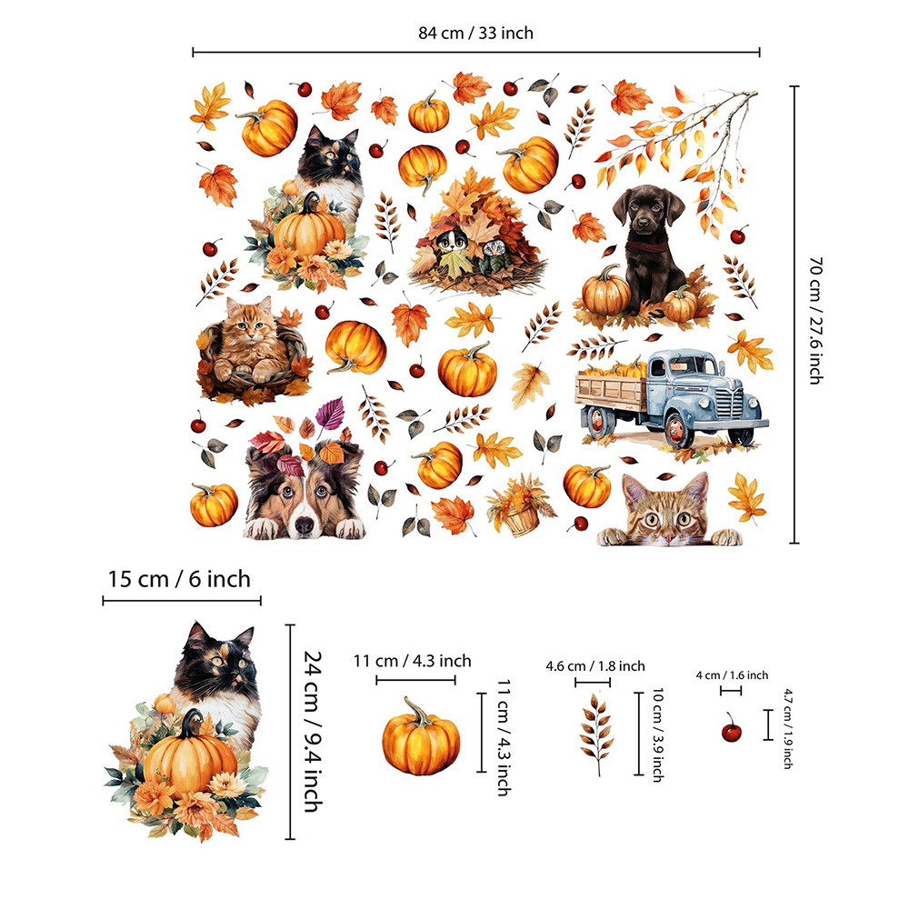 Walplus Halloween 123 Piece Autumn Cats and Dogs Window Cling Set Image 8