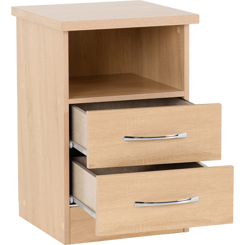 Seconique Nevada 2 Drawer Sonoma Oak Bedside Table Image 3