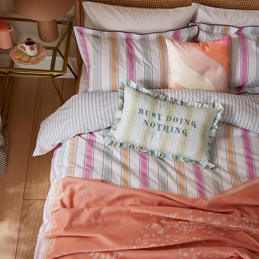 Yvonne Ellen Super King Size Multicolour Wobble Stripe Reversible Duvet Set Image 4