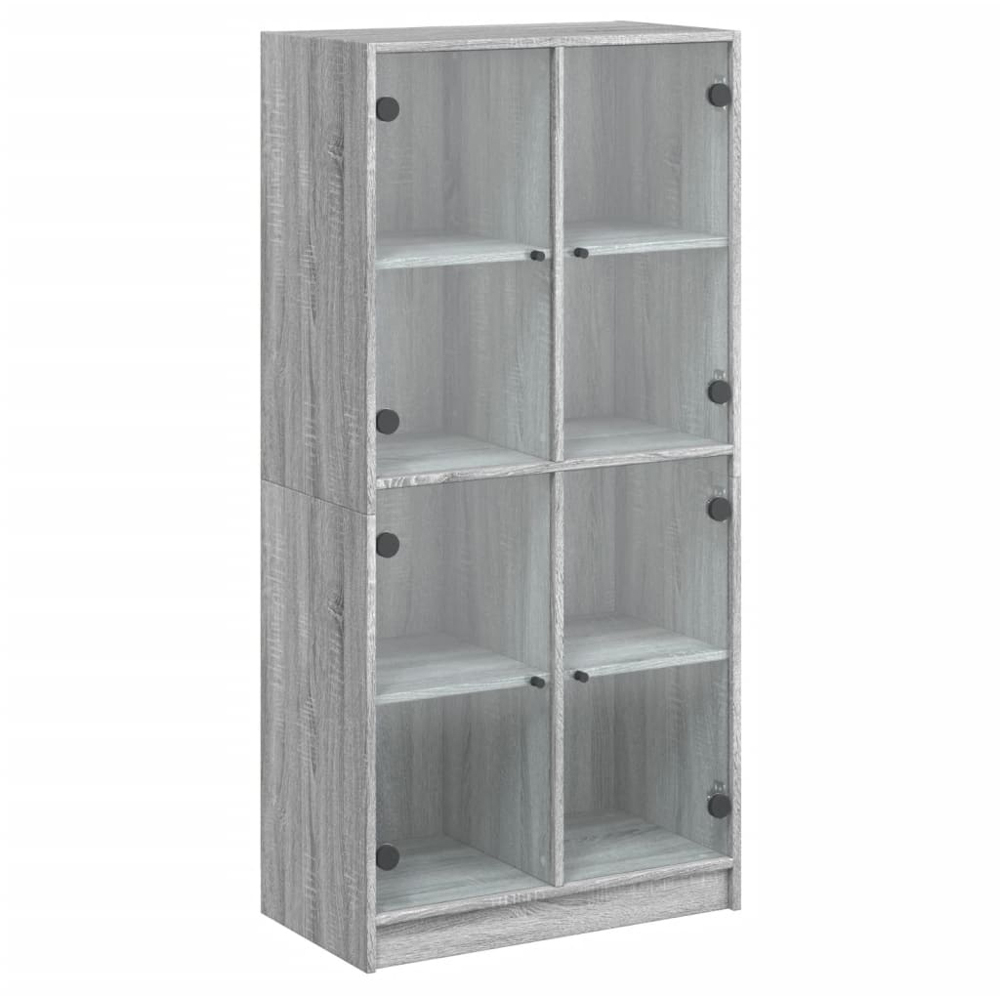 vidaXL 2 Glass Door Grey Sonoma Highboard Image 2