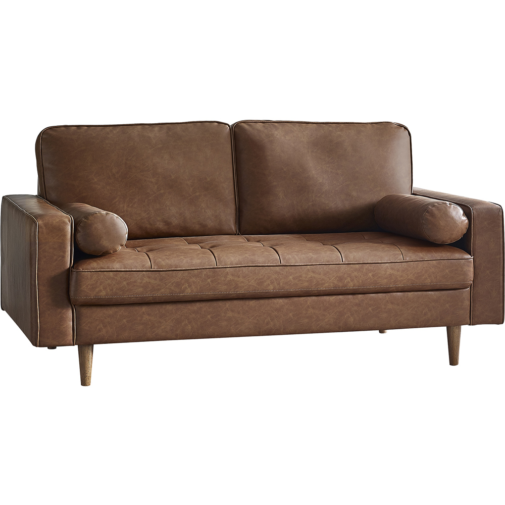 Julian Bowen Henley 3 Seater Brown Faux Leather Sofa Image 2