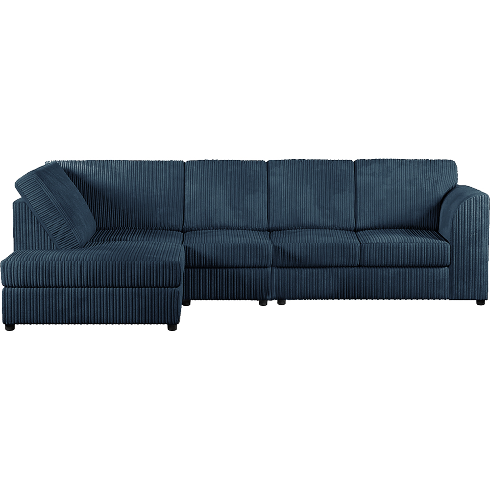 Luxor 4 Seater Navy Blue Jumbo Cord Left Hand Facing Full Back L Shaped Corner Sofa Set Image 2