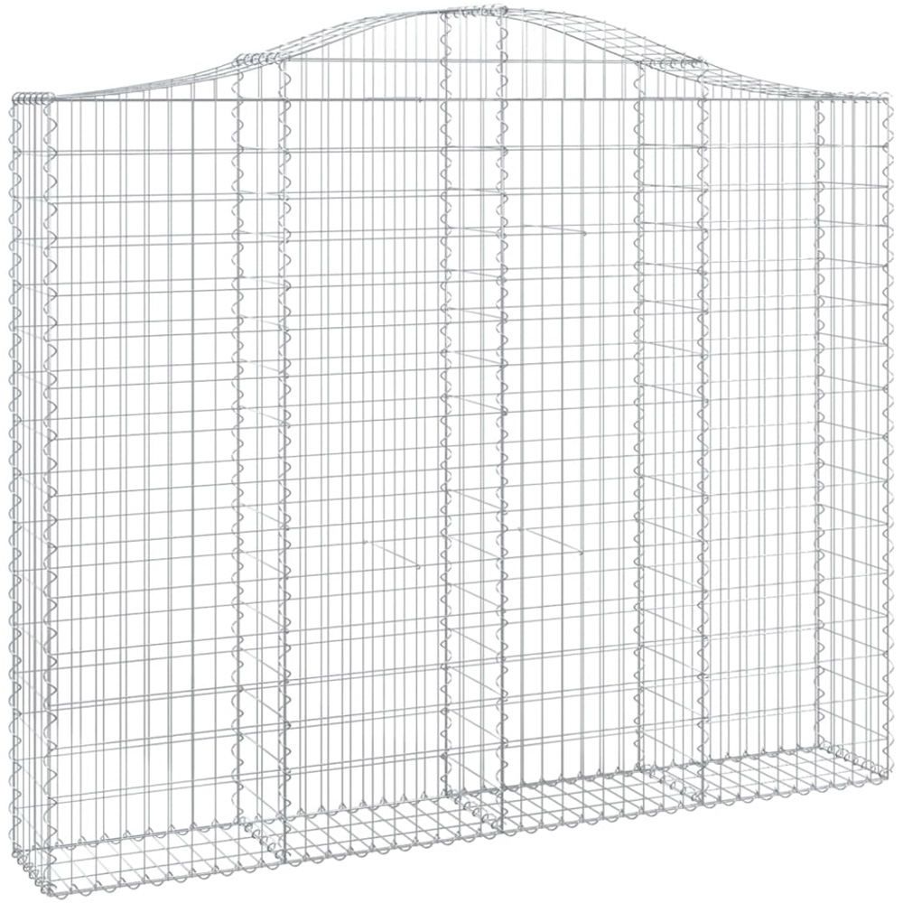 vidaXL Silver Galvanised Iron Arched Gabion Basket 200 x 30 x 160/180cm Image 2