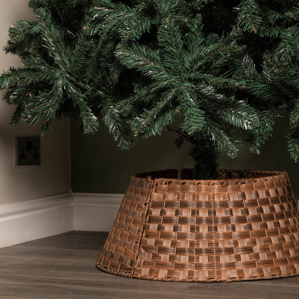 Samuel Alexander KD Medium Brown Plastic Wicker Rattan Christmas Tree Skirt 24 x 58cm Image 4