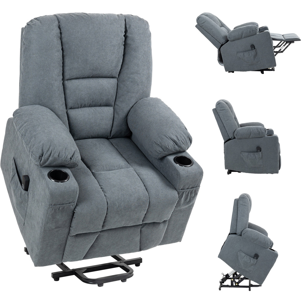 HOMCOM Grey Power Lift Recliner Chair with Remote Image 2