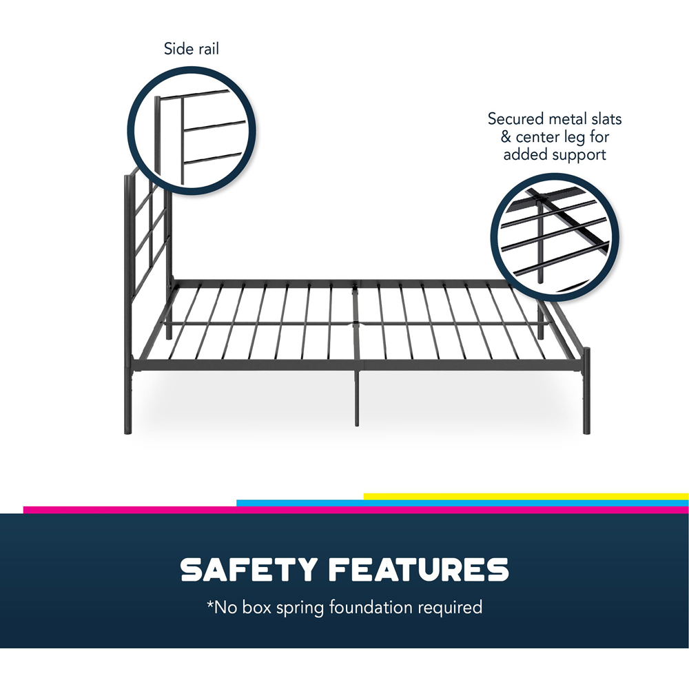 Dorel Jensen Double Black Metal Bed Frame Image 7