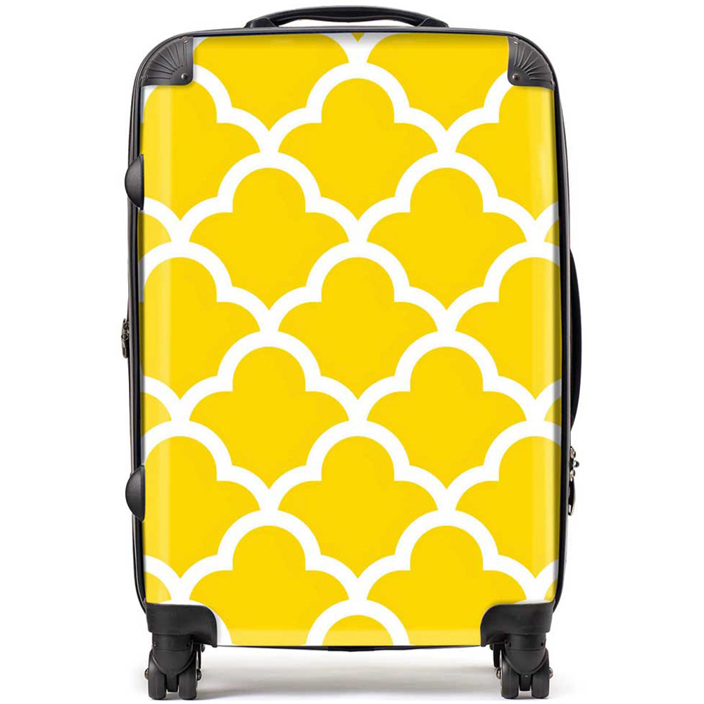 Warren Reed Designer Medium Geometric Yellow Quatrefoil Wave Suitcase Image 1