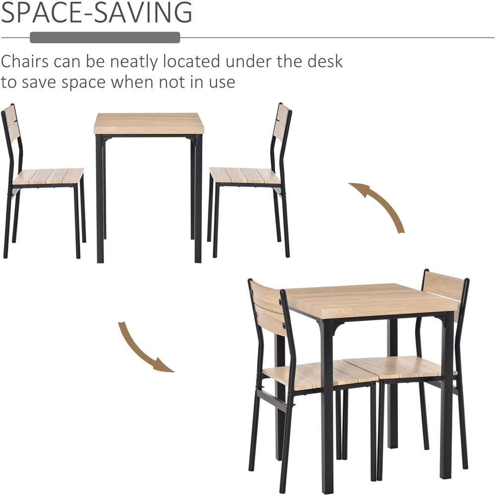 Portland 2 Seater Wooden Dining Set Black and Natural Image 5