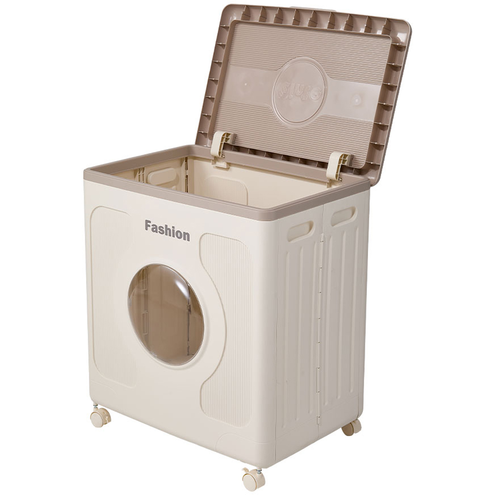 Living and Home 160L Grey Foldable Storage Box with Wheels and Clear Window Image 2
