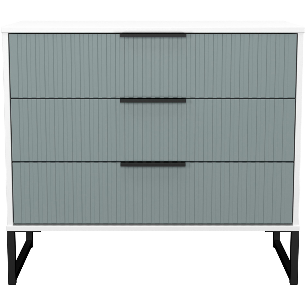 Crowndale Fluted 3 Drawer Duck and White Matt Chest of Drawers Ready Assembled Image 2