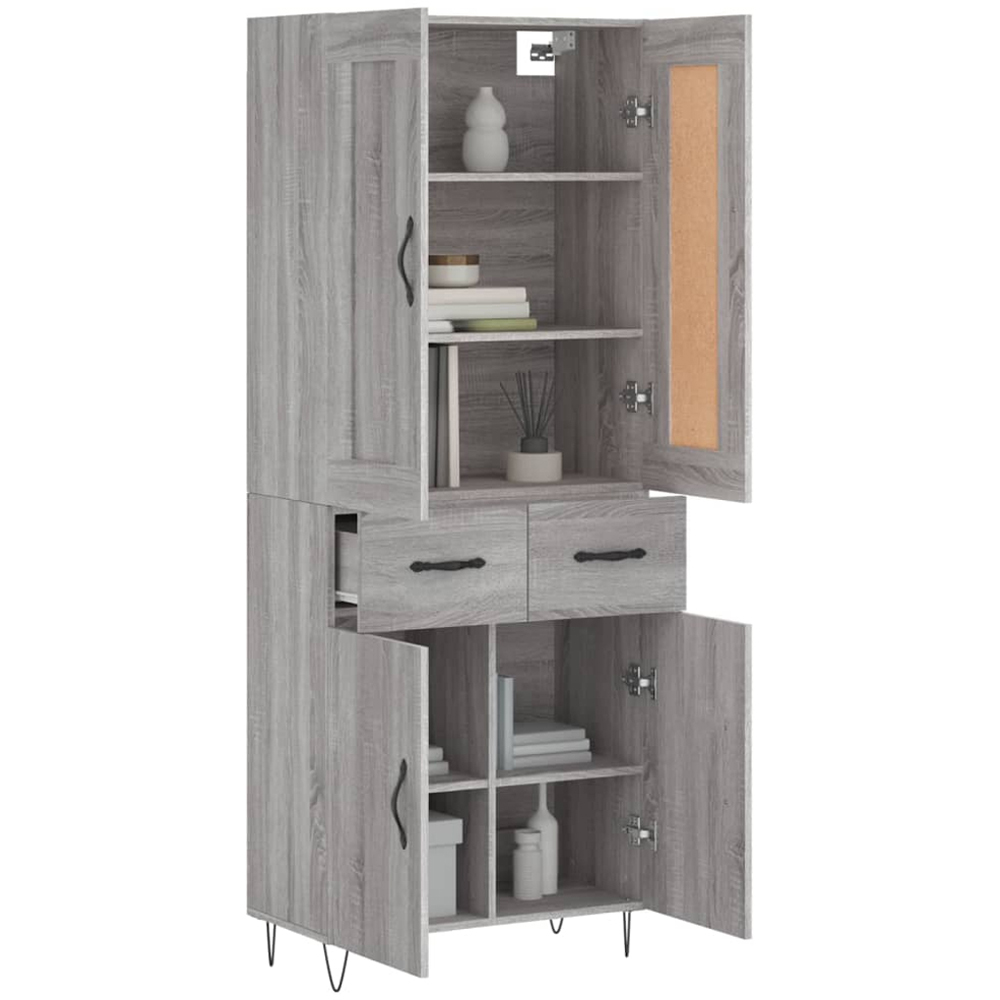 vidaXL 4 Door 2 Drawer Grey Sonoma Highboard Image 3