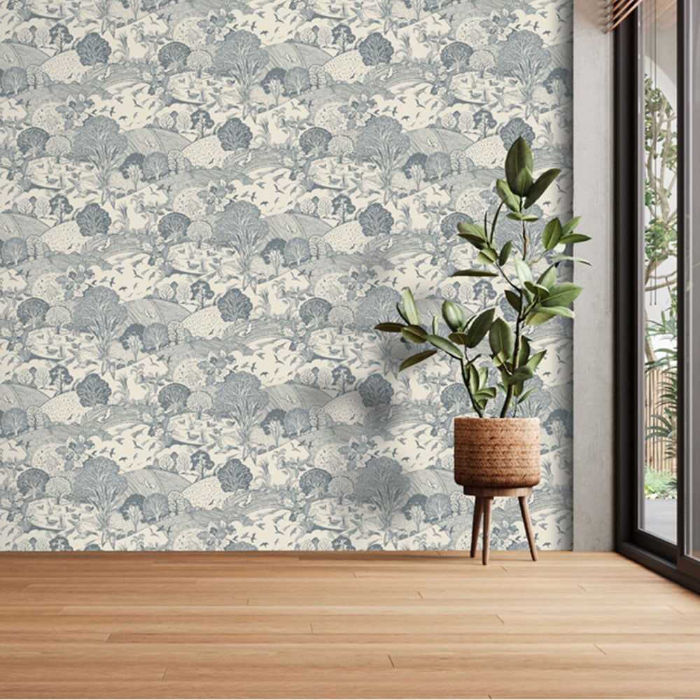 Arthouse Country Landscape Navy Wallpaper Image 4