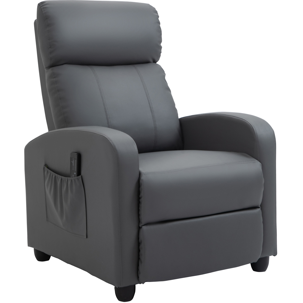 Portland Grey PU Leather Massage Recliner Chair with Remote Image 2