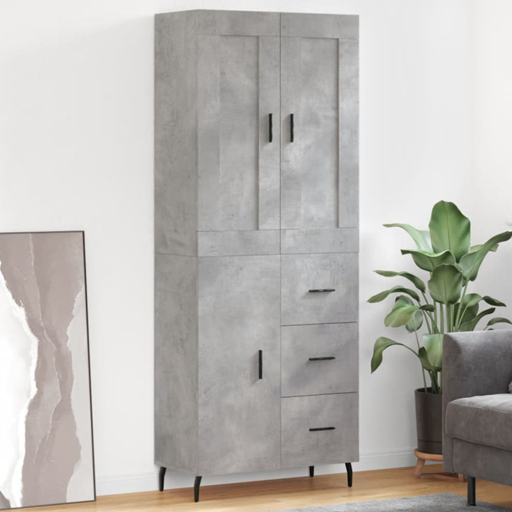 vidaXL 4 Door Grey Highboard Image 1