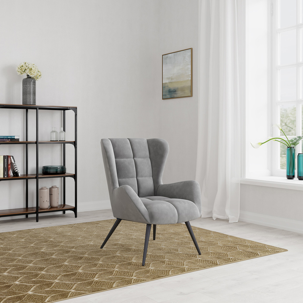 Dorel Dalton Grey Velvet Accent Chair Image 5