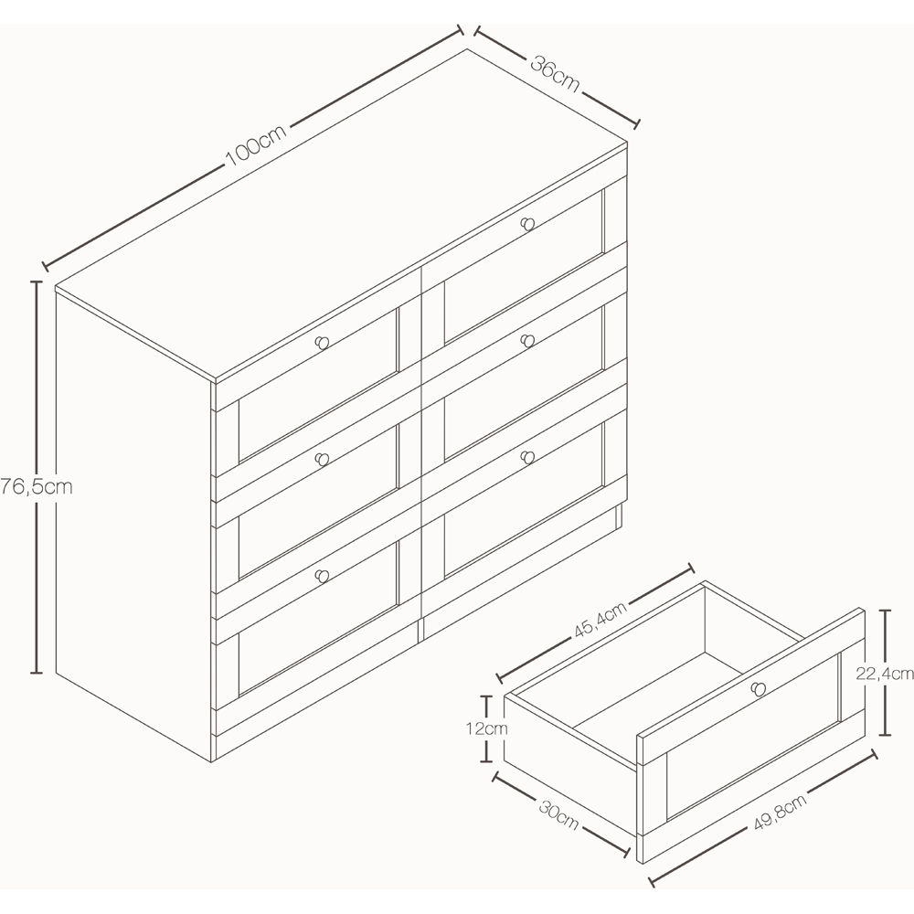 VIDA DESIGNS Altino 6 Drawer White Shaker-Style Chest of Drawers Image 8