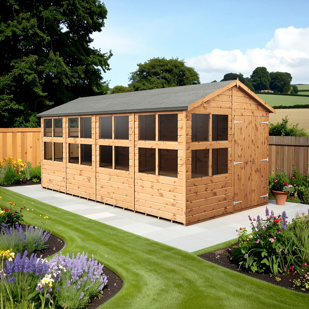 Empire Sheds 8 x 16ft 2 Door Dipped Treated Tongue and Groove Apex Potting Shed Image 2