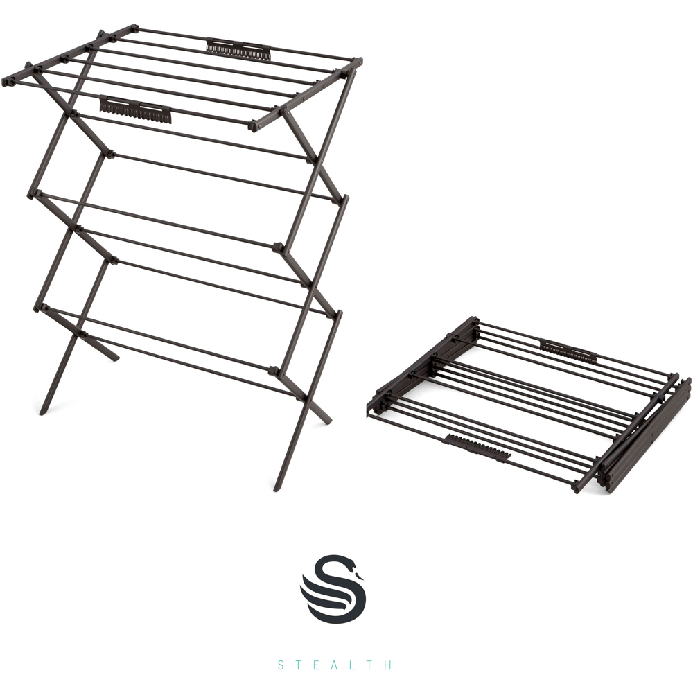 Swan Stealth 3-Tier Black Ultra-Compact Clothes Concertina Airer 10m Image 3