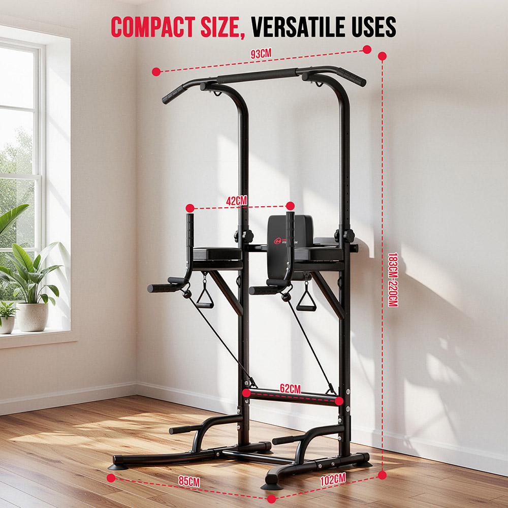 Rattrix A1 Black Power Tower Dip Station with Resistance Bands Image 7