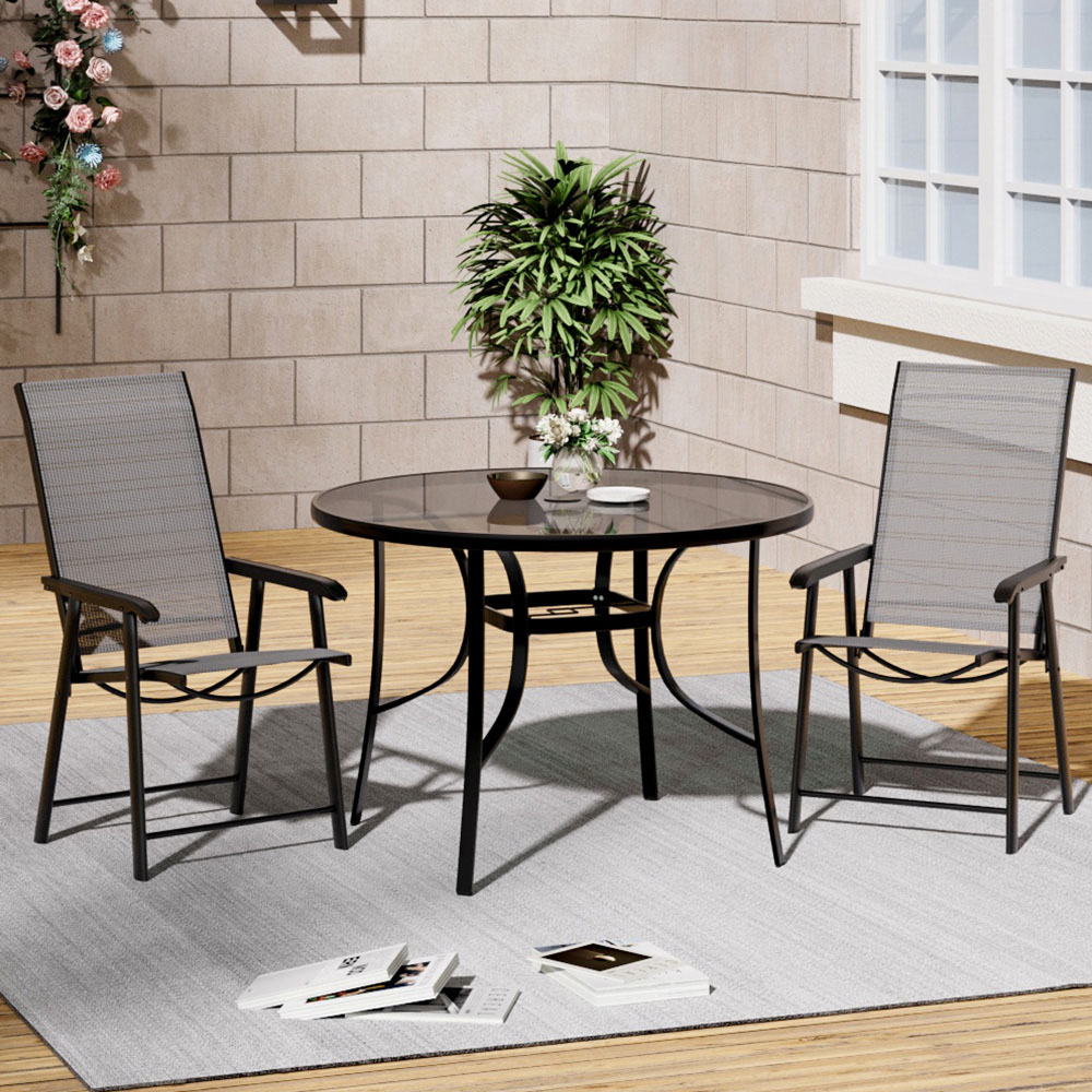 Living and Home Foldable 2 Seater Black Round Patio Set Image 6