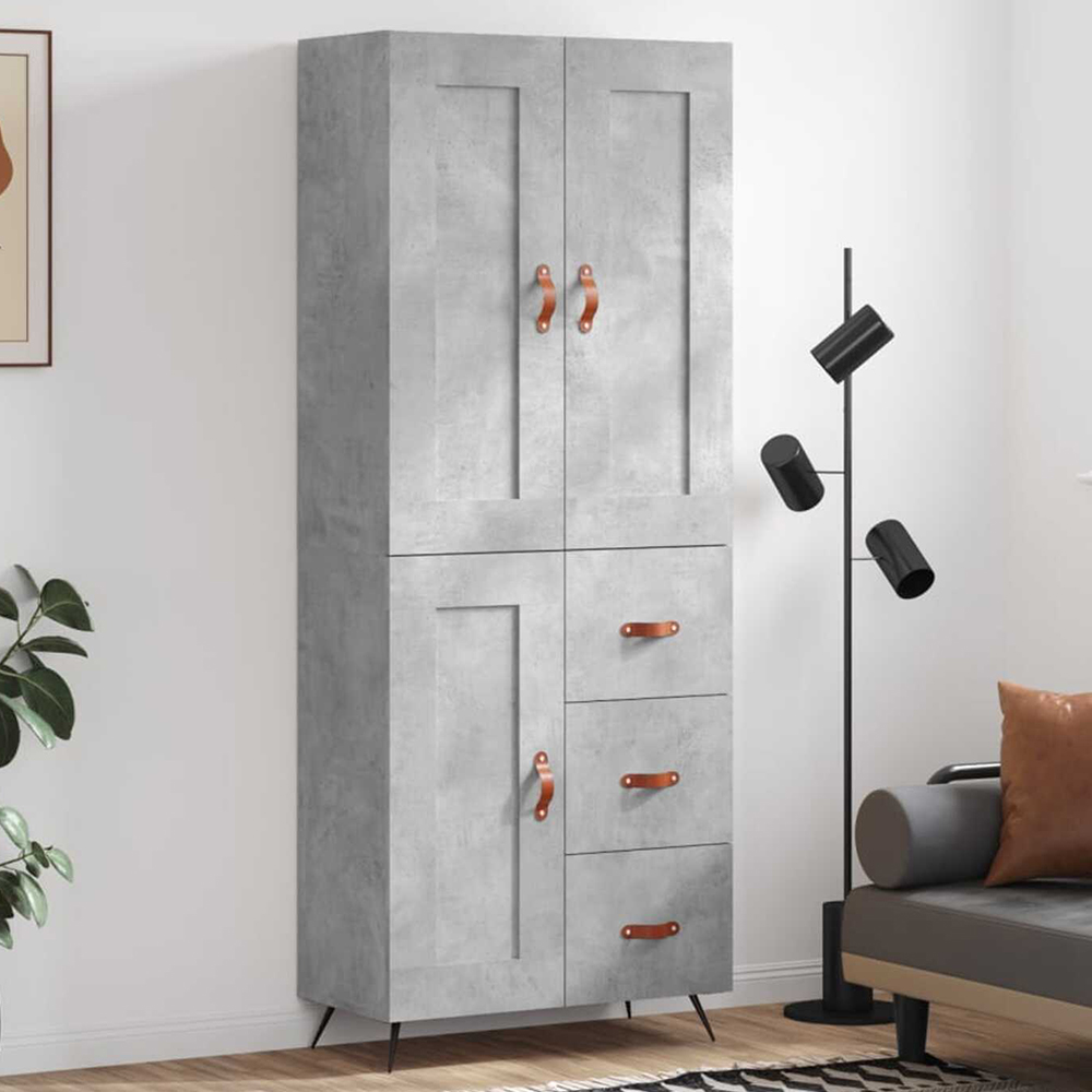 vidaXL 3 Door 3 Drawer Concrete Grey Highboard Image 1