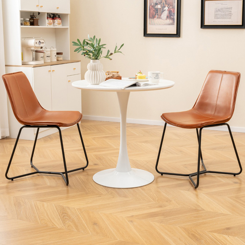Costway Set of 2 Brown Vintage Sichting Dining Chair Image 1
