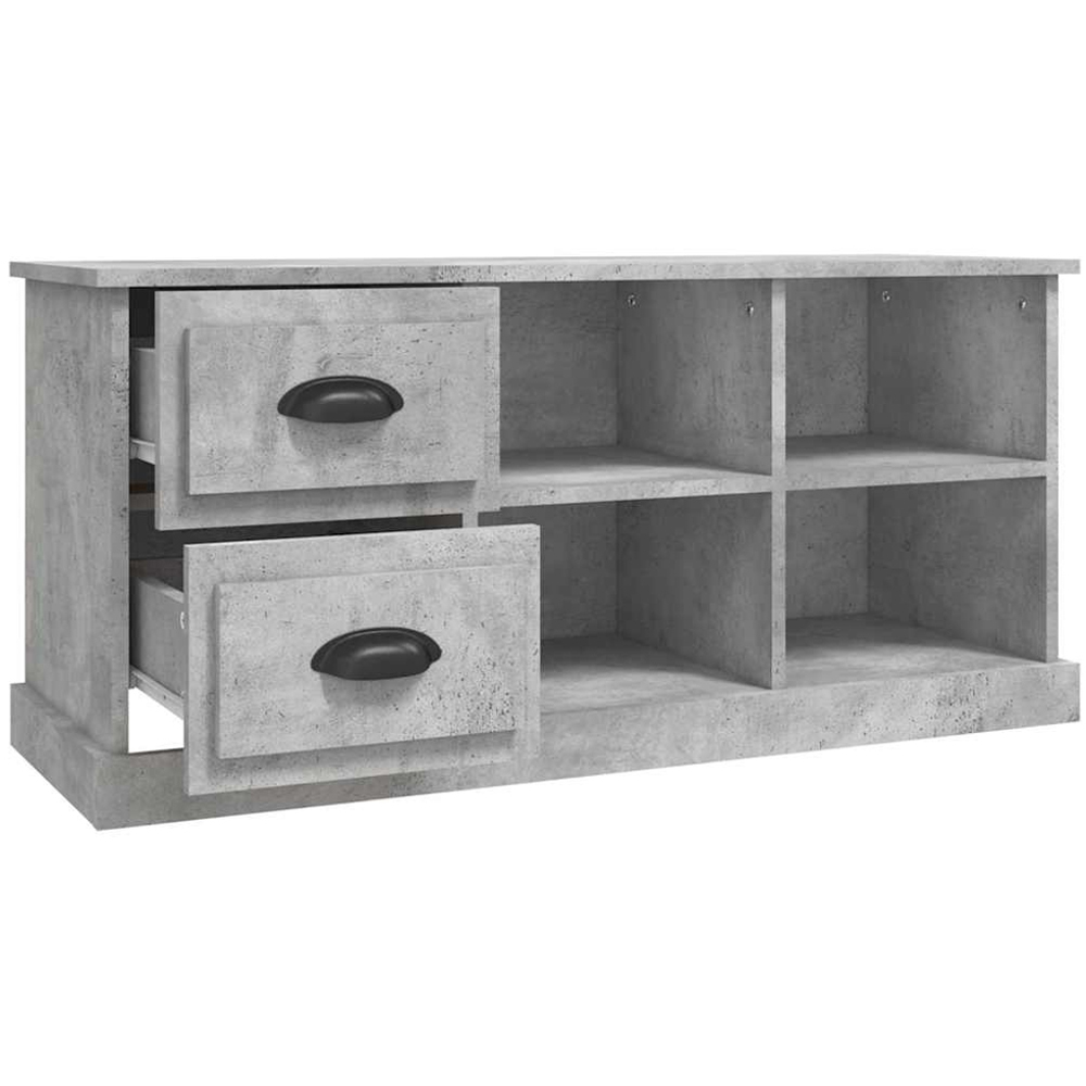 vidaXL 2 Drawer 4 Shelf Concrete Grey TV Cabinet Image 5