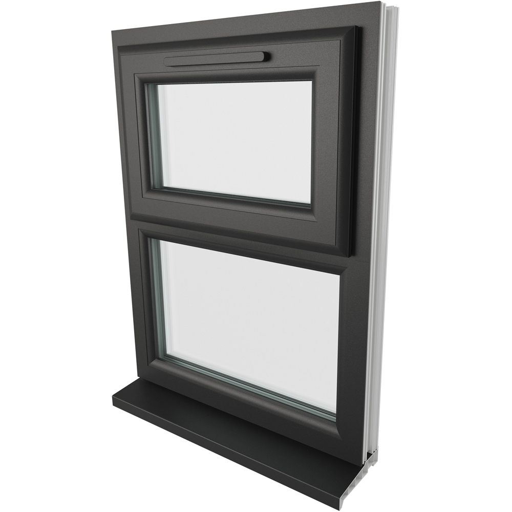 Crystal Black and White Top Hung Over Fixed Light Clear Triple Glazed Window 610 x 820mm Image 3