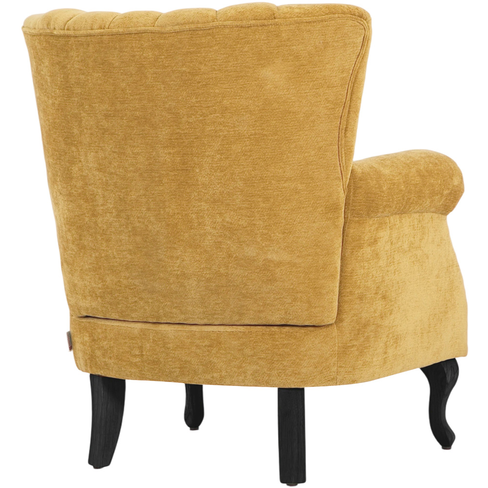 Living and Home Yellow Chenille Upholstered Channel Back Armchair Image 5