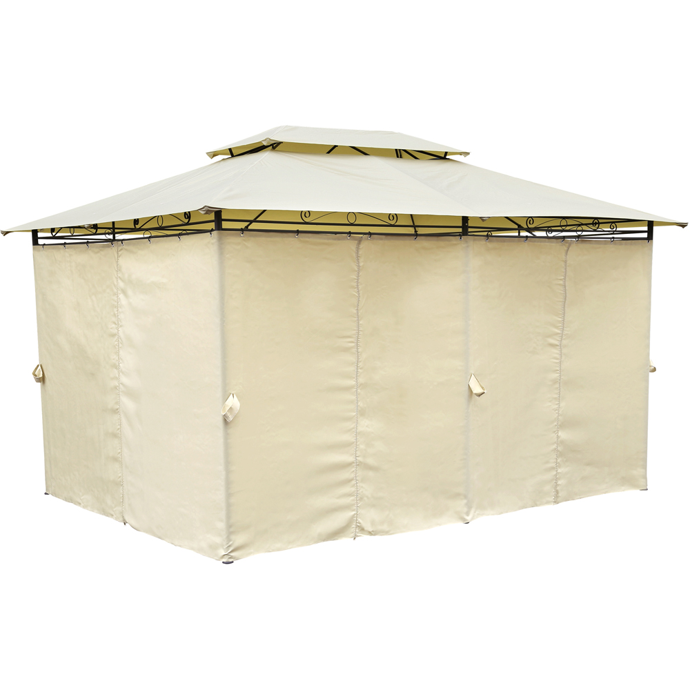 Charles Bentley Steel Art Gazebo and Curtain Beige 4 x 3m Image 3