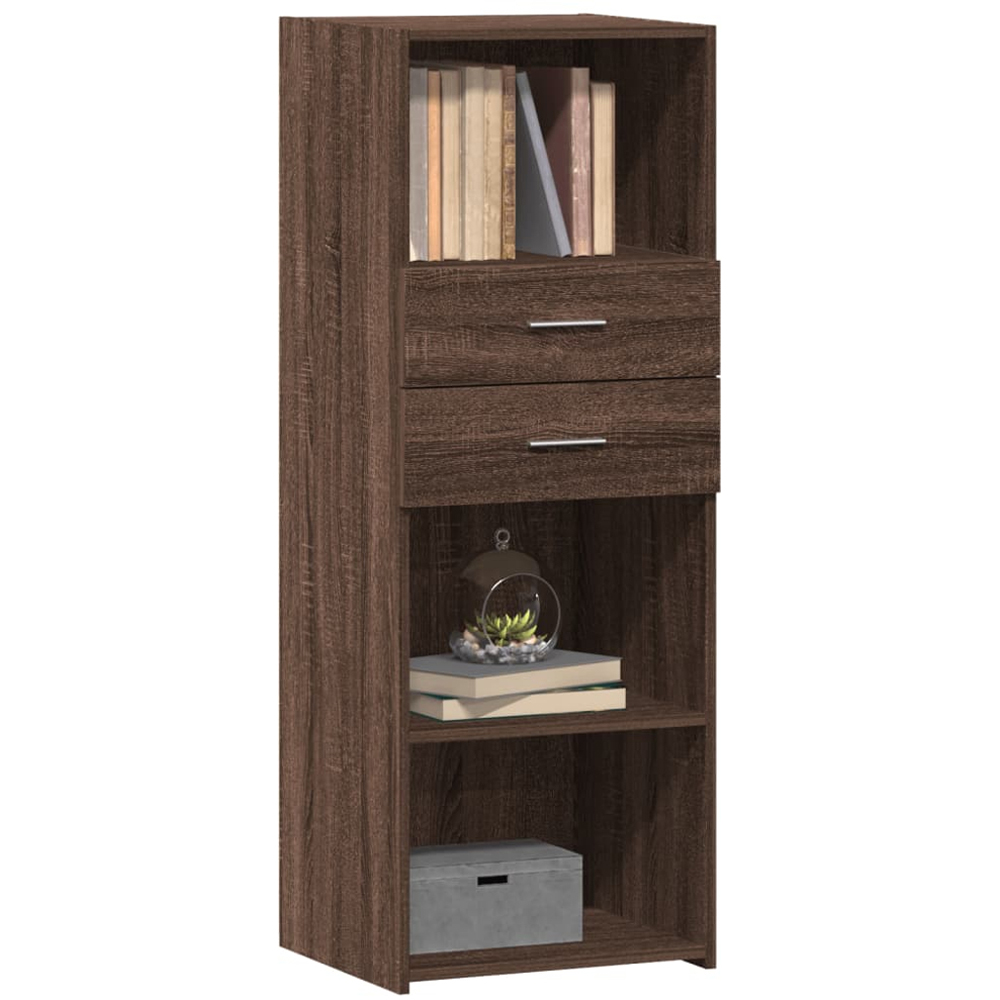 vidaXL 2 Drawer 3 Shelf Brown Oak Highboard Image 3