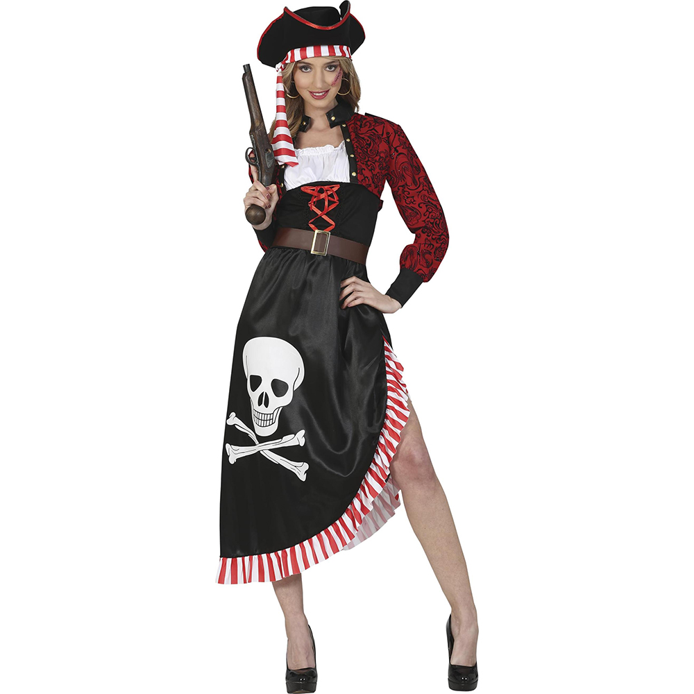 Fiestas Guirca Adult Burgundy and Black Pirate Halloween Costume Extra Large 44 to 46 Years Image 1