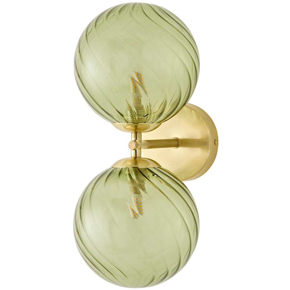 ValueLights Sydney 2 Light Gold Swirl Shade Wall Light with Bulb 2 Pack Image 1