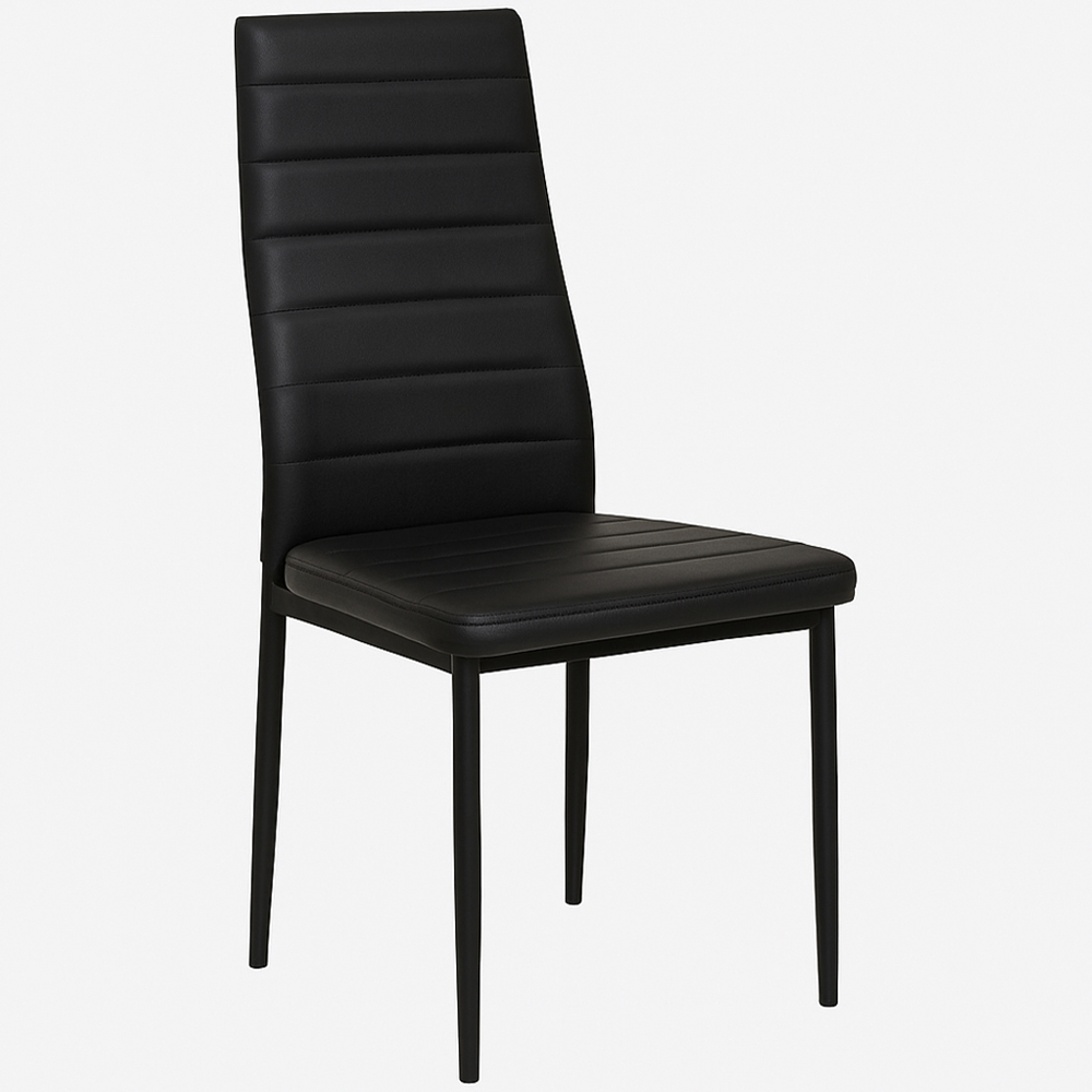 Kosy Koala 6 Seater Faux Leather Glass Dining Set Black Image 2