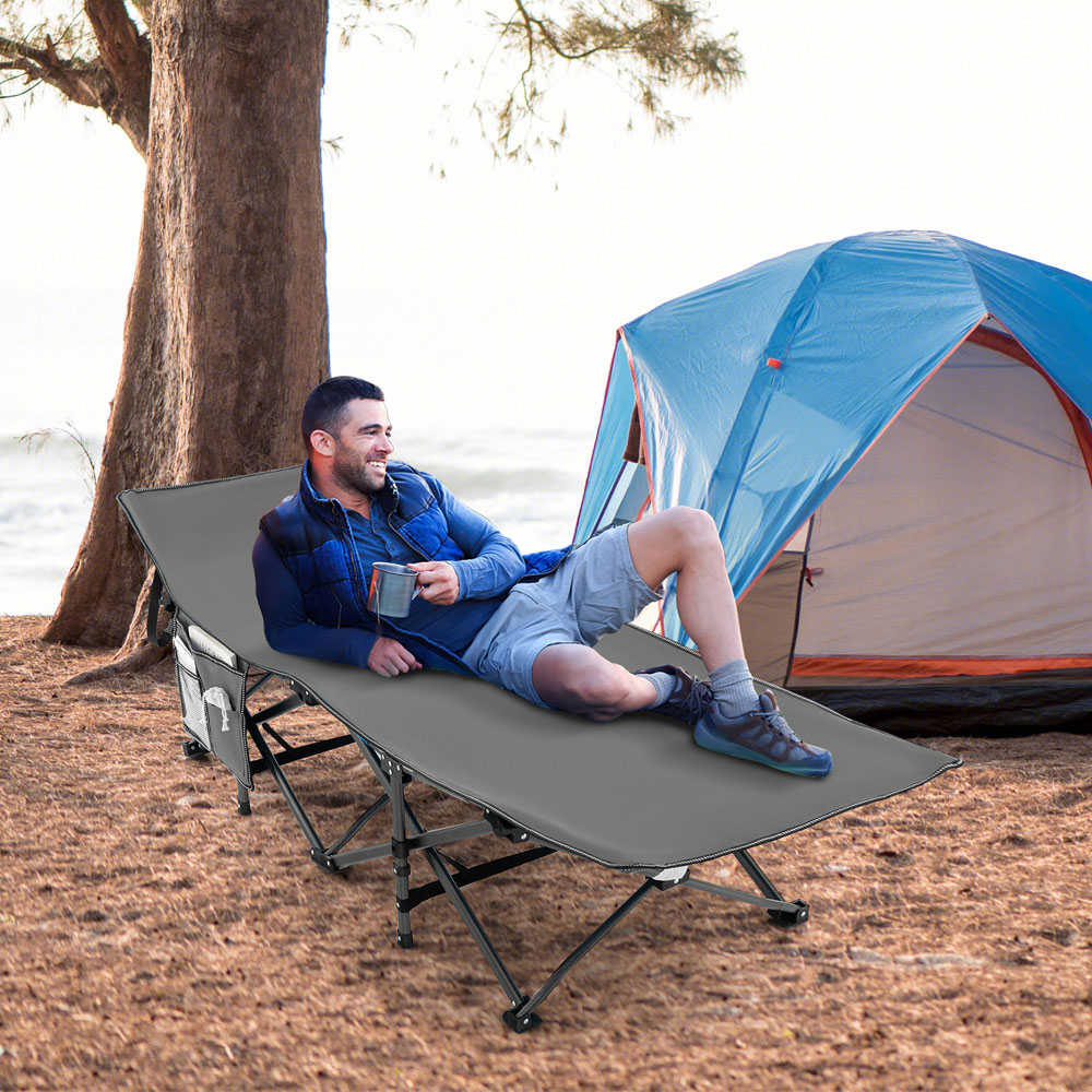 Costway Grey Folding Camping Cot Image 2